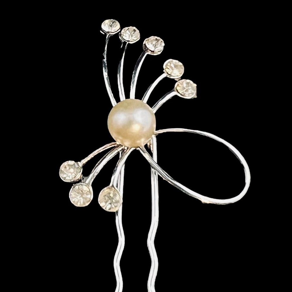Silver Tone And Rhinestone Hair Clips (4789) - Picture 6 of 8